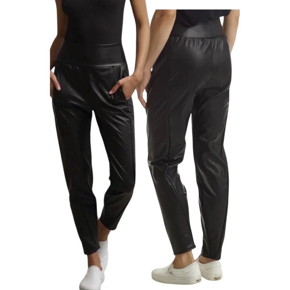 Commando Faux Leather High Waisted Tapered Pants Black Size Small